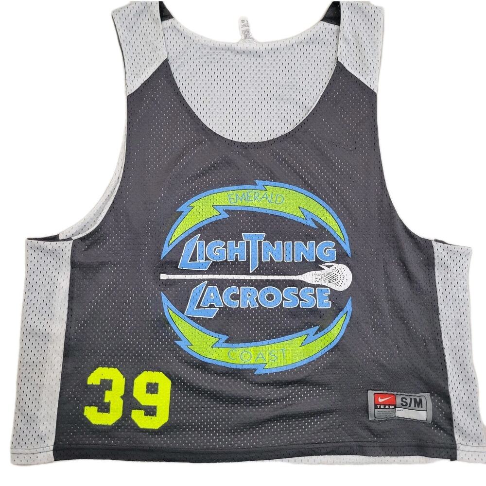 Vintage Nike Lacrosse Gray Blue reversible practice jersey size S/M